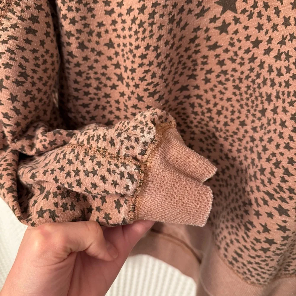 Z Supply Modern Weekender Oversized Long Sleeve Crewneck Brown Stars Size Small